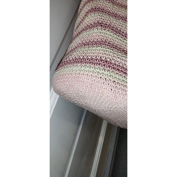 Studio Works - Pink & Cream Stripe Woven Bag w/ Wood Strap Accents - Picture 7 of 10